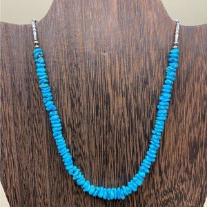 VTG Native American artisan made Turquoise & Sterling Silver necklace